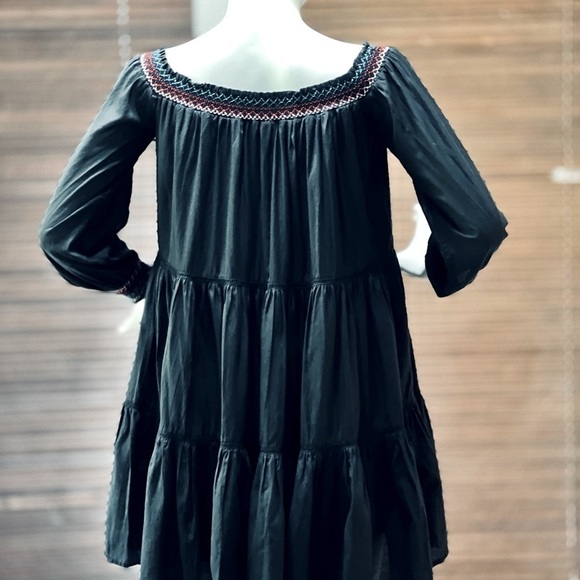 FREE PEOPLE  black with colourful embroidered boho dress. - Picture 3 of 7